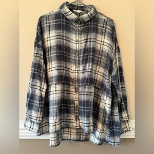 American Eagle Outfitters Navy and White Plaid Shirt